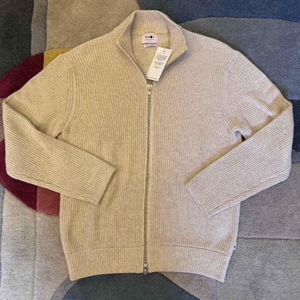 NN07 Piet Zip Italian Yarns Cotton Blend Full Zip Sweater L
